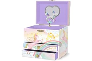 Musical Unicorn Jewelry Box for Girls - Kids Music Box, Unicorn Birthday Gifts for Little Girls, Jewelry Boxes, 6.8 x 5.3 x 6