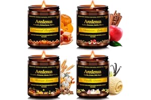 AREDENUA Fall Candles Set | 4 Pack Autumn Scented Candles - Fall Candle Gifts for Women Men, Soy Candles for Home Scented - Autumn Scent of - Pumpkin/Cinnamon Apple/Harvest/Vanilla Cream