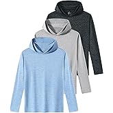Orrstarry 3 Pack Dry-Fit Youth Boys Long Sleeve Athletic Hoodie Sweatshirts Active Hooded Pullover Shirts for Teen Kids
