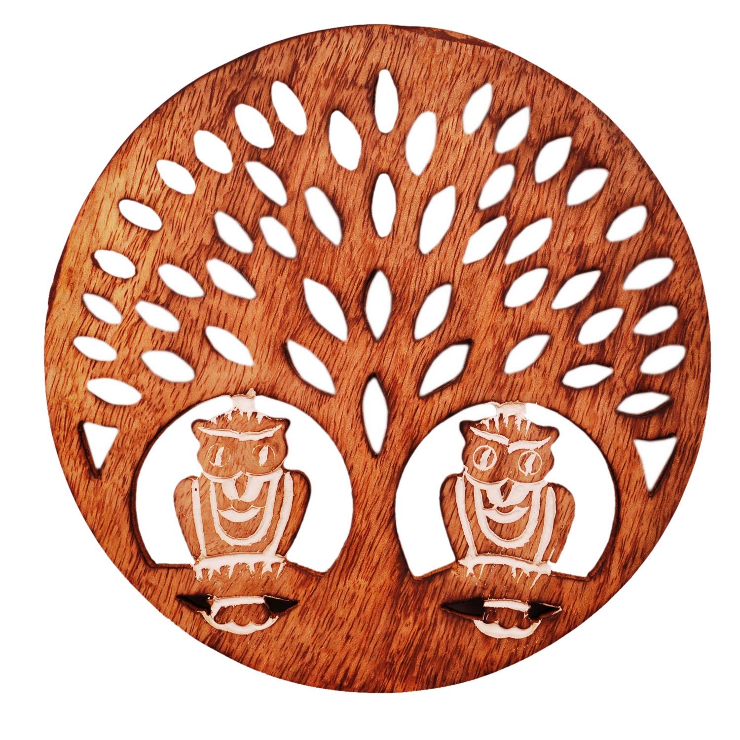 Purpledip Wooden Trivet 'Night Forest' Coaster Hot Pad Mat for Dining Table, Kitchen (11419)
