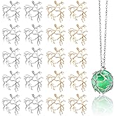 Hicarer 20 Pcs Pendant Trays for Jewelry Making Branch Shape Metal Claw Cage Pendant Holder Crystal Cage Necklace Open Bezels for DIY Necklace Jewelry Making Supplies