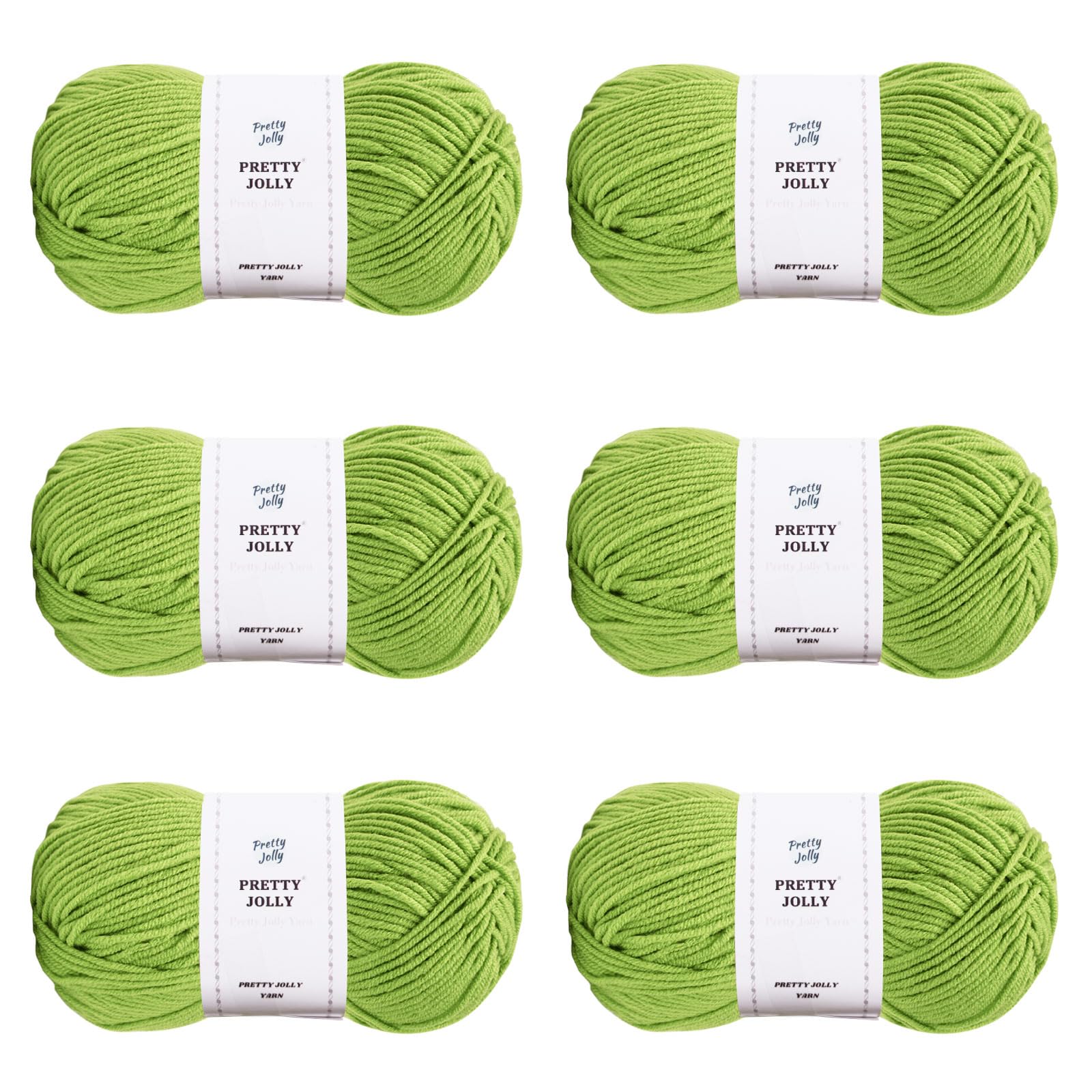 Pretty Jolly 300g Soft Assorted Colors Yarn - Sport Weight,100% Acrylic, 4 Ply, Bonbons Yarn for Crochet & Knit, DIY Project Starter Kit for Kids or Adults(Total 870yds) (Spring Green)