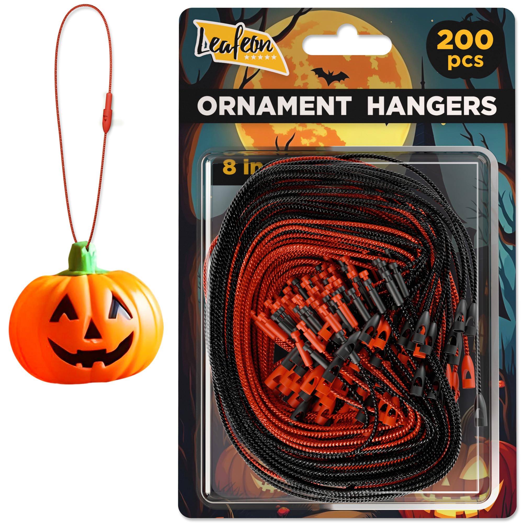 Photo 1 of ***2 PACKS INCLUDED***Christmas Ornament Hooks Black and Red - 200 pcs Durable Ornament Hangers - Pre-Cut Ornament String with Snap for Christmas Tree***2 PACKS INCLUDED***