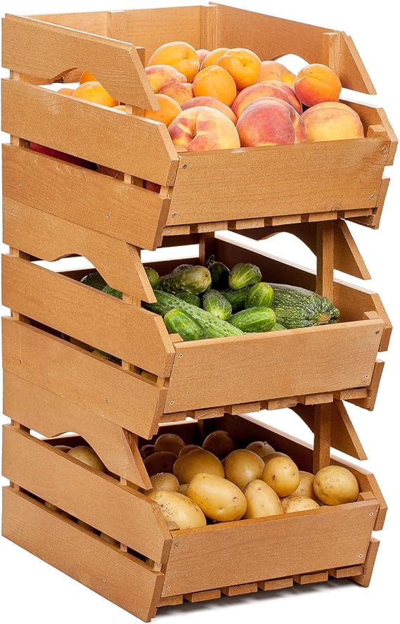 Alpensilver Stapelkiste aus Holz raumsparende Holzkiste