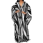 Bsubseach Women Ethnic Print Kaftan Beach Dress Plus Size Swimsuit Cover Up