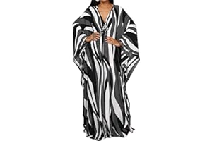 Bsubseach Women Ethnic Print Kaftan Beach Dress Plus Size Swimsuit Cover Up