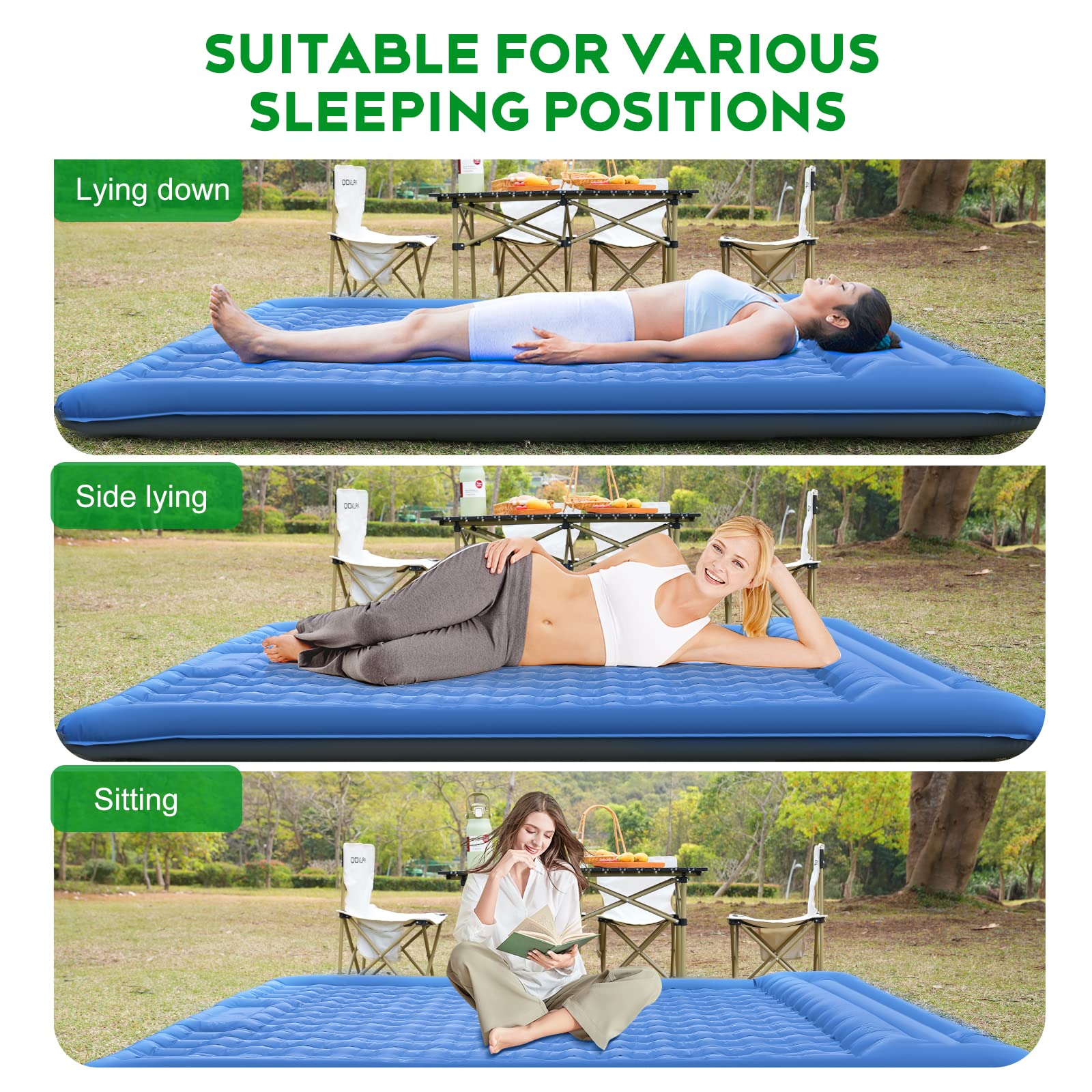 Newoer Camping Sleeping Pad, Extra Thickness 12cm Inflatable Sleeping Mat with Pillow Built-in Pump, Compact Ultralight Waterproof Camping Air Mattress for Backpacking, Hiking, Tent, Traveling