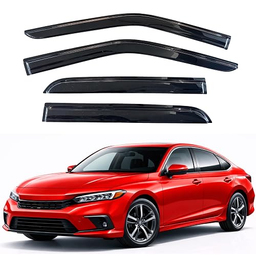 KPY Rain Guards Fit for 2022-2026 Honda Civic, Out-Channel Window Visors Vent Wind Deflectors 4PC, Car Accessories for 22-26 Civic