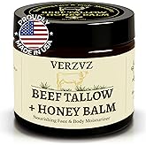 Beef Tallow for Skin and Face – Tallow and Honey Balm Moisturizer, 100% Grass-Fed Beef Tallow with Raw Organic Honey, Beeswax, Olive Oil & Vitamin E – Deep Hydration – Proudly Made in USA – 2oz