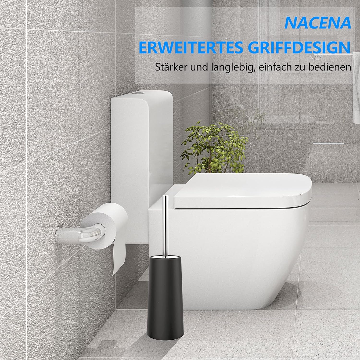 Toilet Brush and Holder,Toilet Bowl Brush with 304 Stainless Steel Long Handle, Hidden Toilet Brush with Durable Scrubbing Bristles for Bathroom Deep Cleaning: Kitchen & Dining