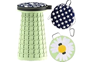 ALEVMOOM Upgraded Telescoping Collapsible Stool with Cushion, Folding Stool with Printing Portable Retractable Foldable Seat Max Load 600lbs for Adults Camping Fishing Outdoor