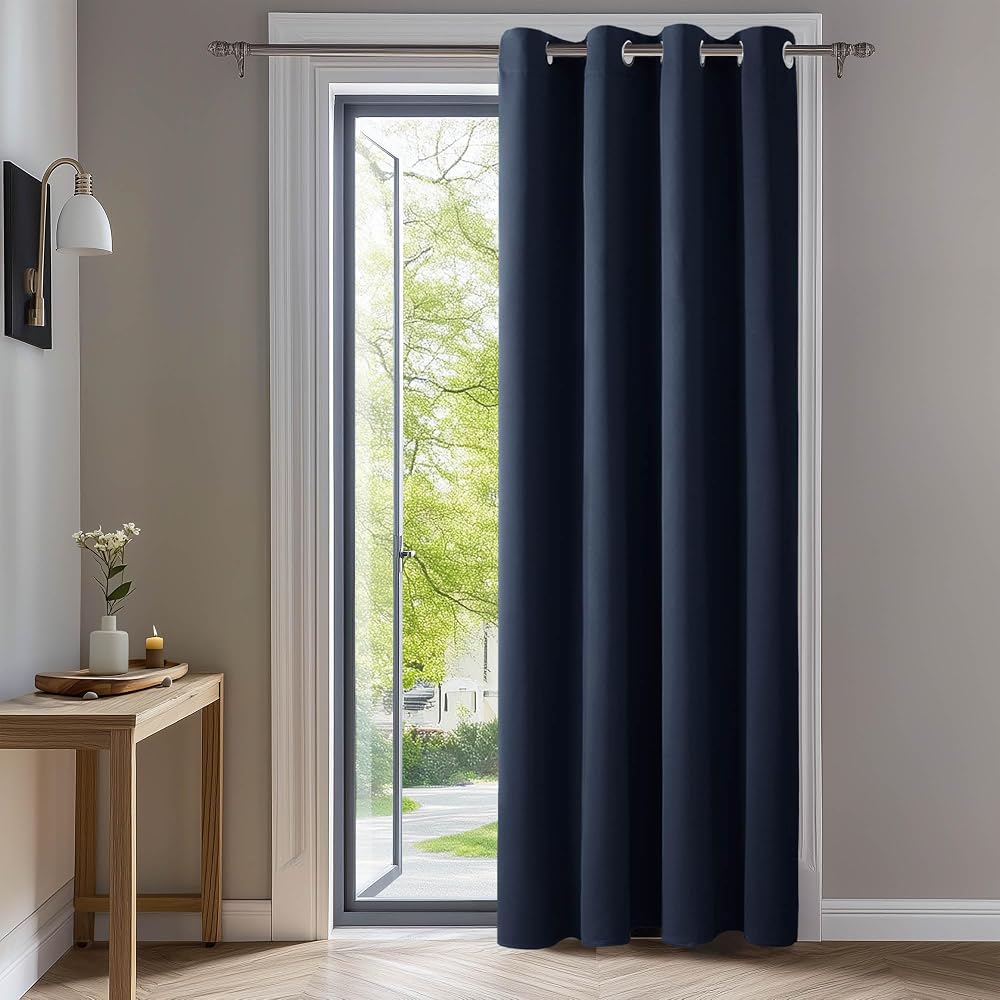 Deconovo Window Treatment Thermal Insulated Eyelet Blackout Curtain Navy 52x72