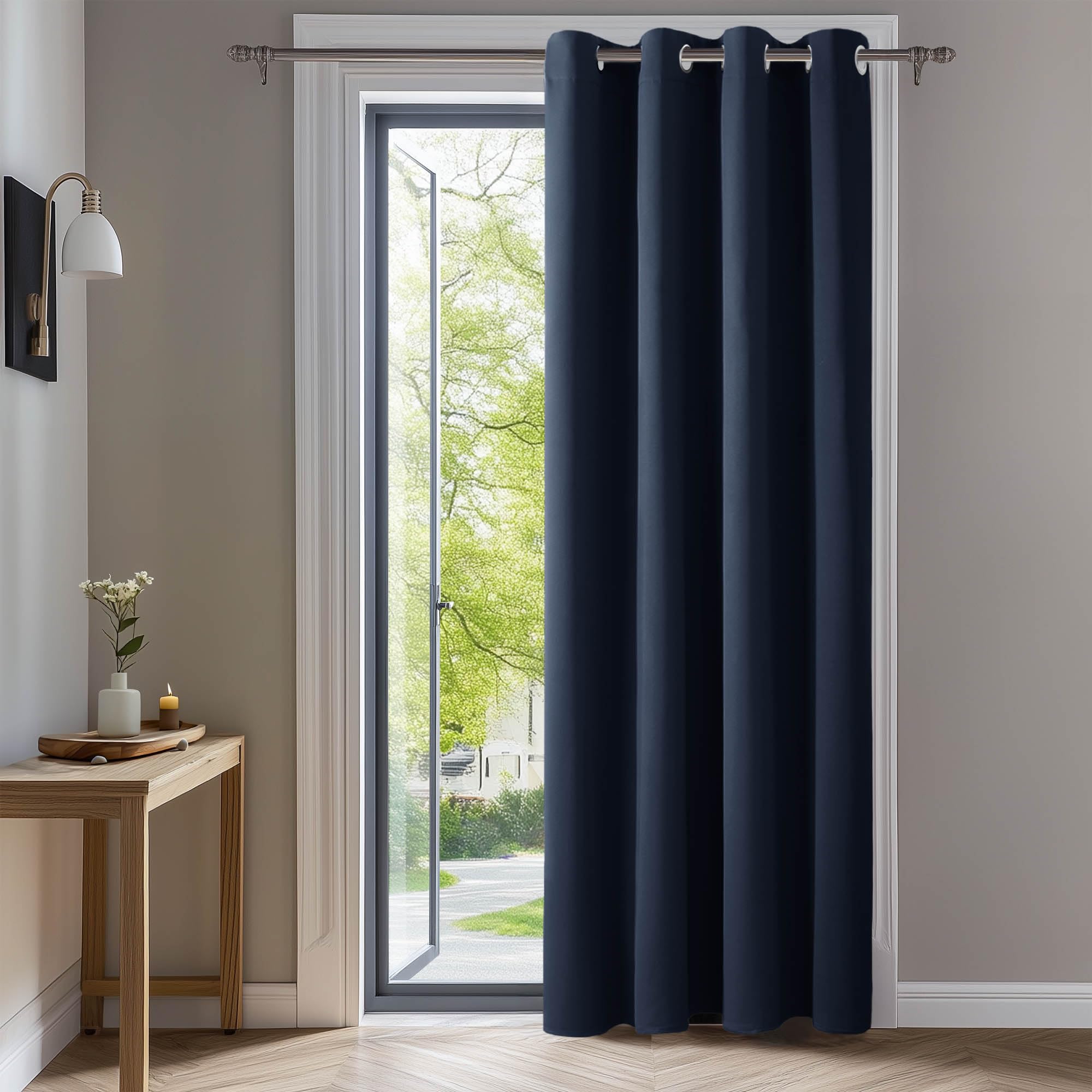 Deconovo Eyelet Curtain 108 Inch Drop Blackout Curtain Window Treatment Thermal Insulated for Living Room 52"x 108" Navy Blue 1 Panel