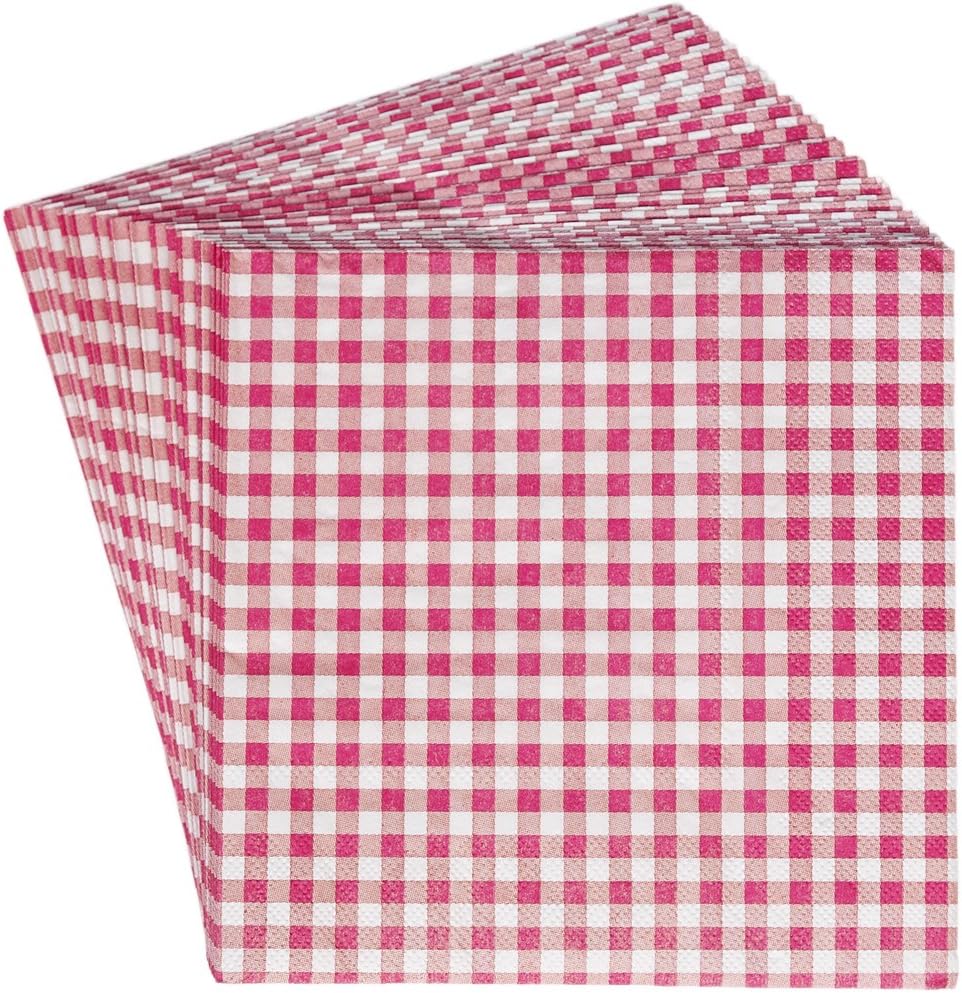 Pack of 20 Pink Gingham Paper Napkins Amazon.co.uk Kitchen & Home