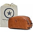10" Premium Leather Toiletry Travel Pouch With Waterproof Lining | King-Size Handcrafted Vintage Dopp - Kit ~ Gift for Father's Day By Aaron Leather Goods