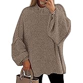 PRETTYGARDEN Women's 2026 Fall Oversized Sweaters Chunky Knit Mock Neck Long Sleeve Casual Trendy Pullover Winter Clothes