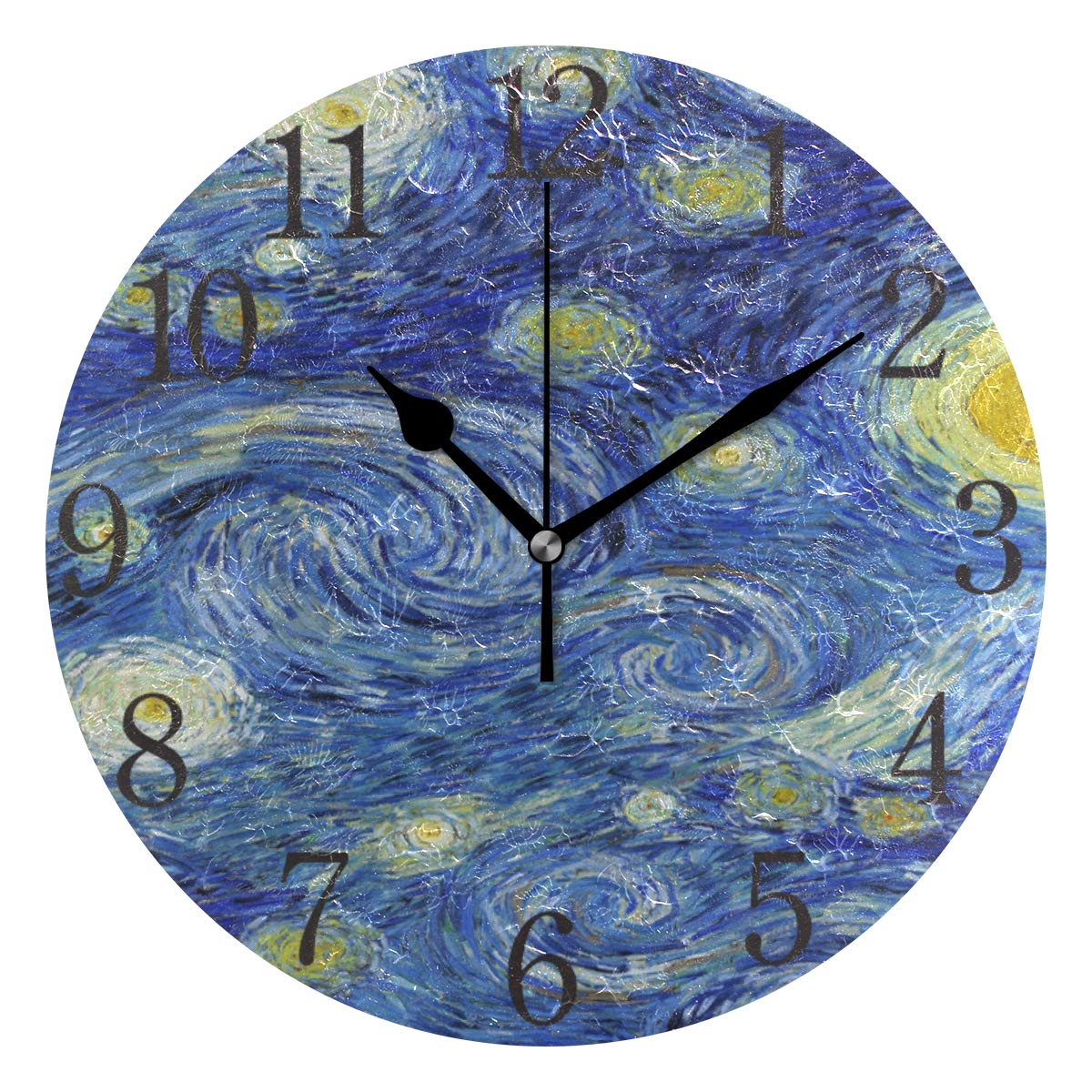 ISAOA Van Gogh Art Oil Painting Wall Clock,Silent Non-ticking Night Round Desk Clock Decorative for Home Office School Clock