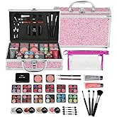 Anpro All-In-One Makeup Kit for Girls 10-12 with Case, Pro Teen Makeup Set, Tween Makeup Kit for Teens Women, Full Make Up Starter Kit with Brushes, Lipstick, Eye Shadow, Palette, Blush, Glitter Gel