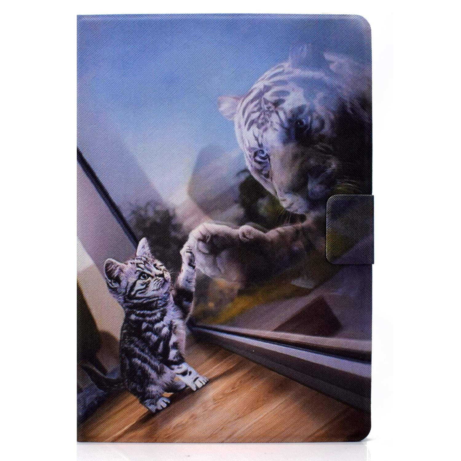 Bspring Case Compatible with iPad 10.2 Inch (8th Generation 2020/7th Generation 2019), PU Stand Cover Shockproof Protective Case Cover with Auto Wake/Sleep for iPad 10.2",Cat & Tiger