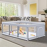 Fshibila 74" ×50" Large Baby Playpen, Baby Playard for Babies and Toddlers, Baby Fence Play Pens for Indoor & Outdoor, Sturdy