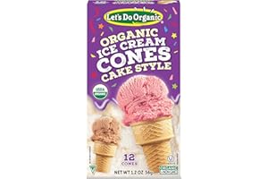 LET'S DO ORGANIC Lets Do Organic Ice Cream Cones - Sugar Cones for Ice Cream, Mini Ice Cream Cones, Ice Cream Cups, Crispy Cones, Mini Cake Cones - 1.2 Oz (Pack of 1)