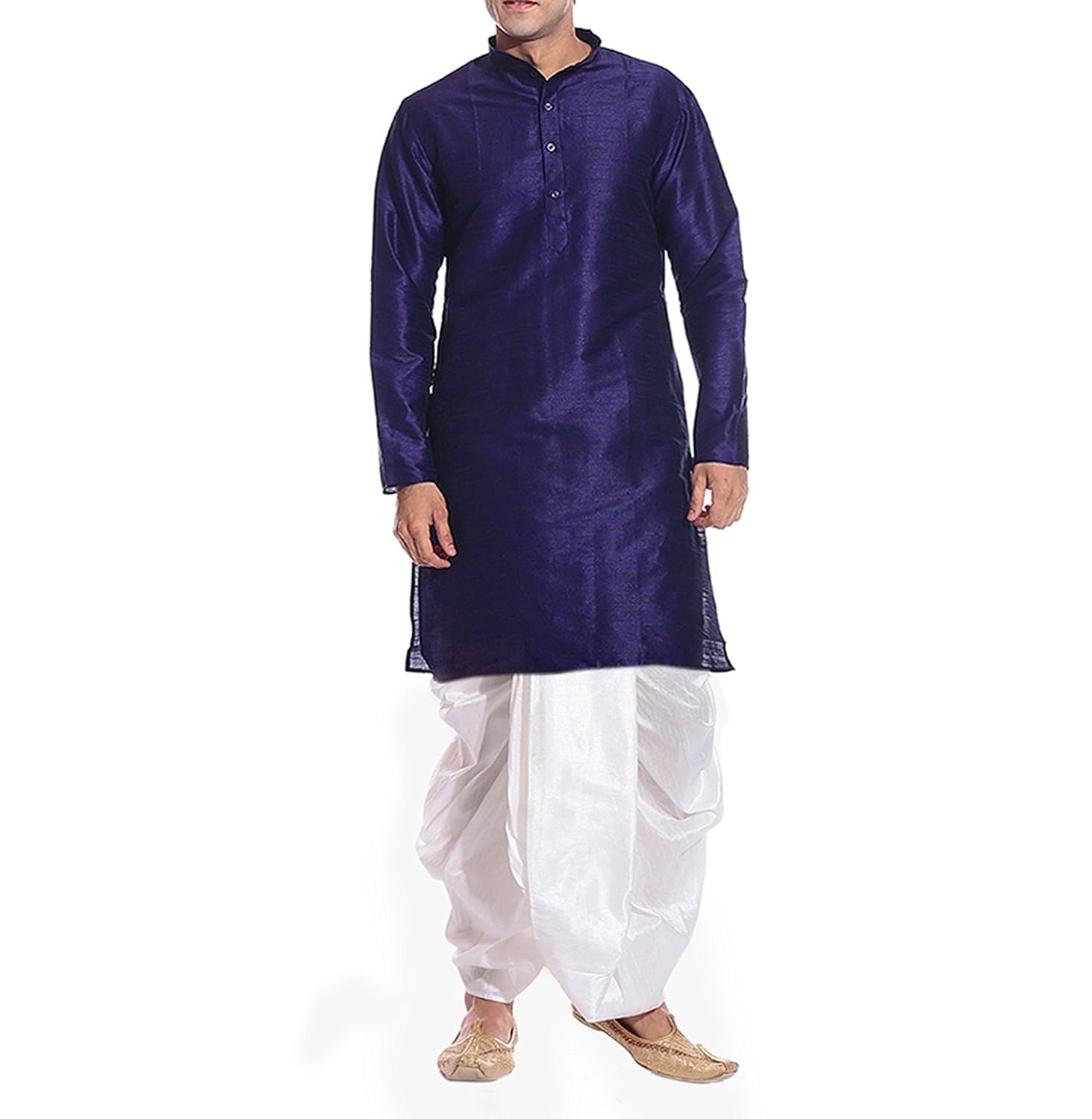 uri and mackenzie men's dupion silk dhoti kurta set unm-royalwh-dk-n