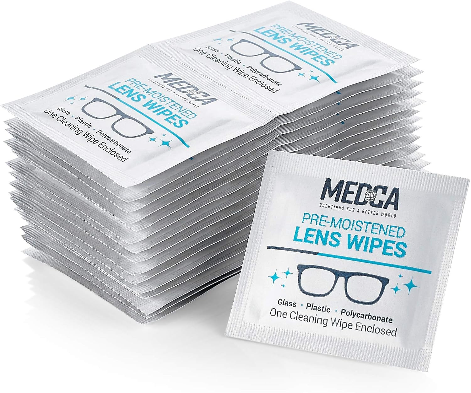 MEDca Lens Cleaning Wipes Towelette Dispenser Pre-Moistened (100), white, 1 count (Pack of 100) - Image 4