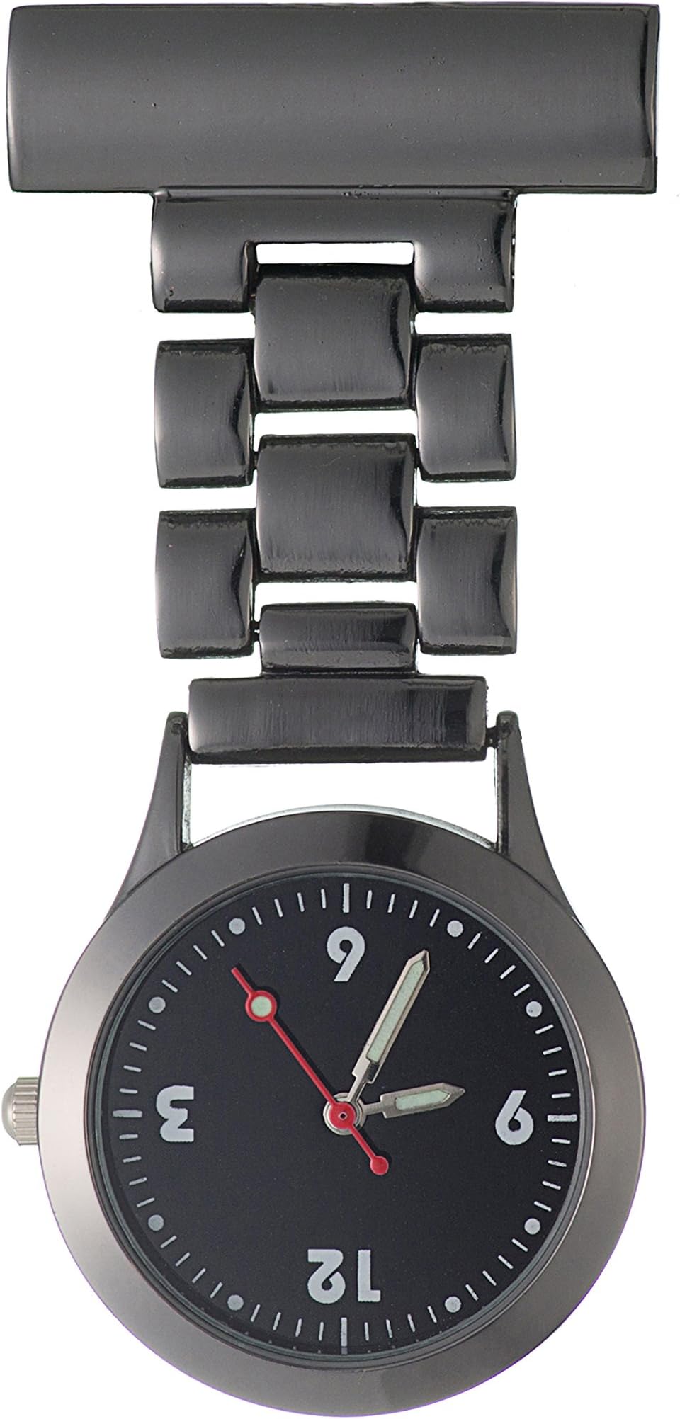 Ellemka JCM-1010 - Modern Nurse Watch FOB Medical Tunic Analog Functional Hospital Care-r Quartz Clip Brooch Fashion Metal Band Trend-y Design Fashion – Colour Black