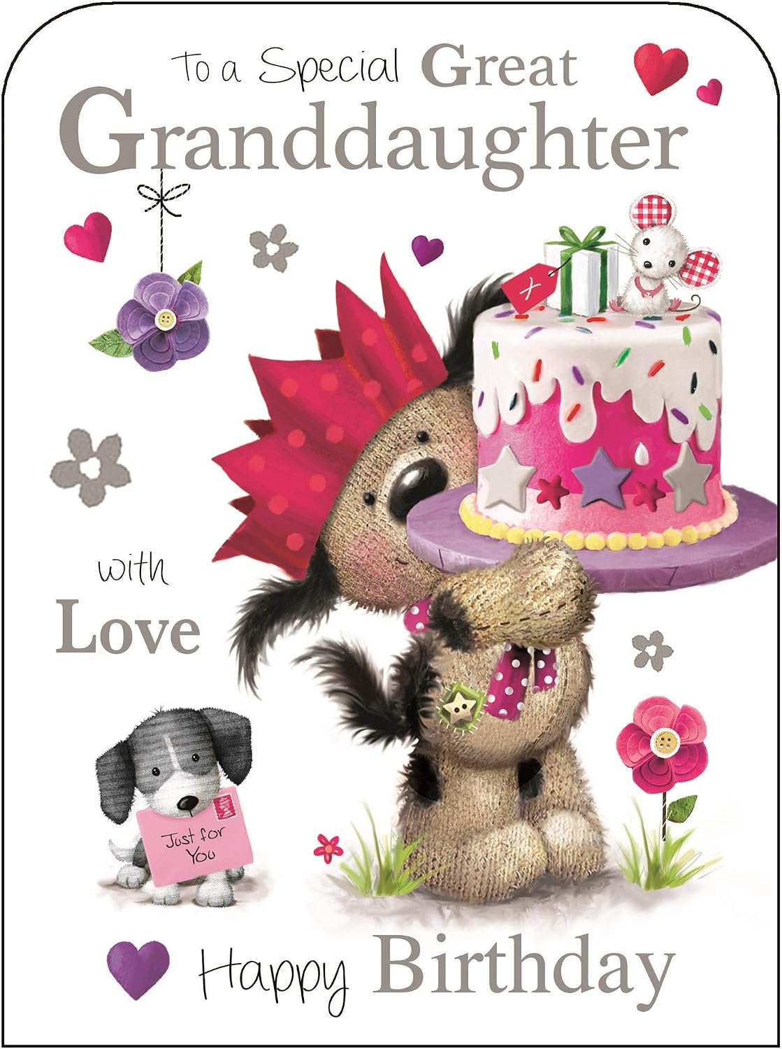 Jonny Javelin Great Granddaughter Birthday Card - Birthday Cake, White, 5.7 inches x 7.6 inches