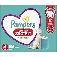 Diapers Size 3, 156 Count - Pampers Pull On Cruisers 360° Fit Disposable Baby Diapers with Stretchy Waistband, ONE MONTH…