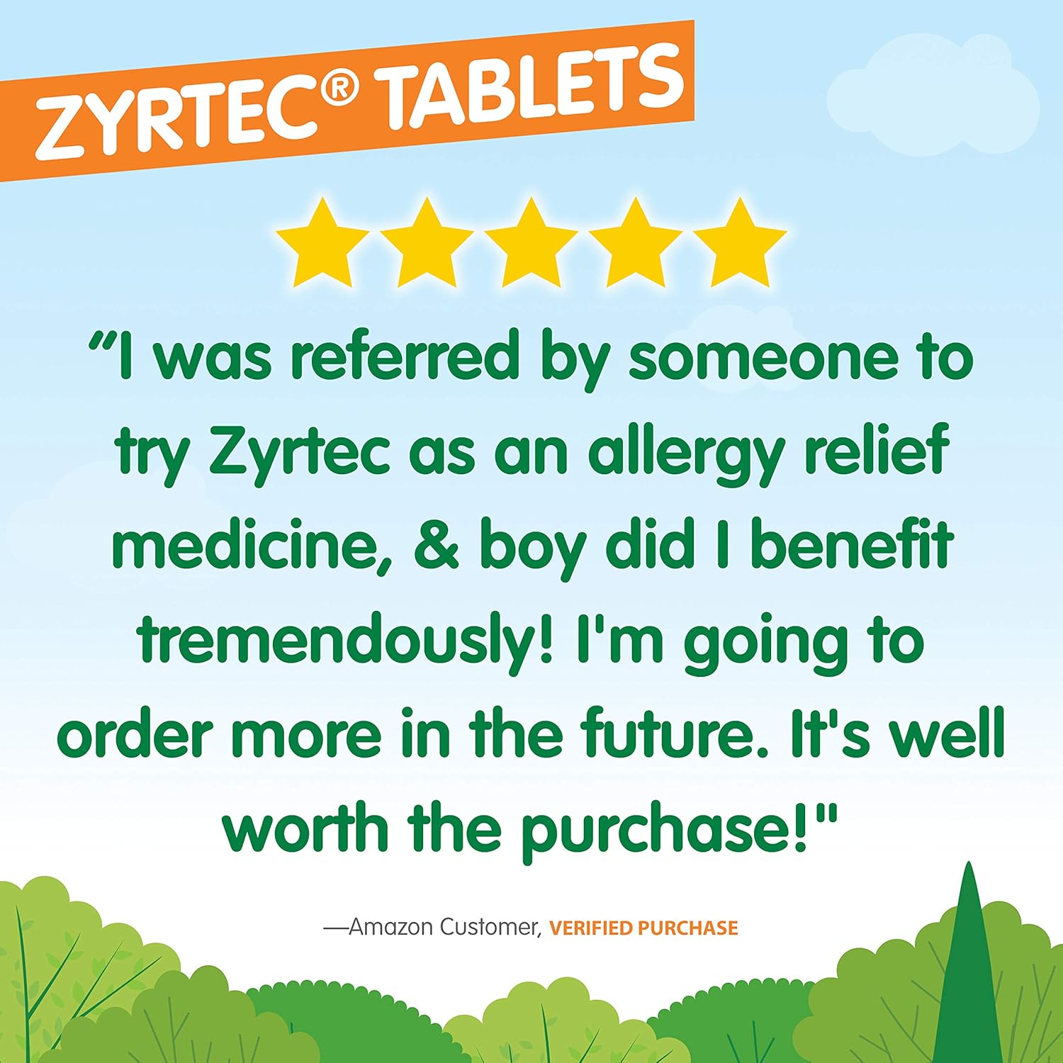 Zyrtec 24 Hour Allergy Relief Tablets, 10 mg Cetirizine HCl Antihistamine Allergy Medicine, 45 ct: Health & Personal Care