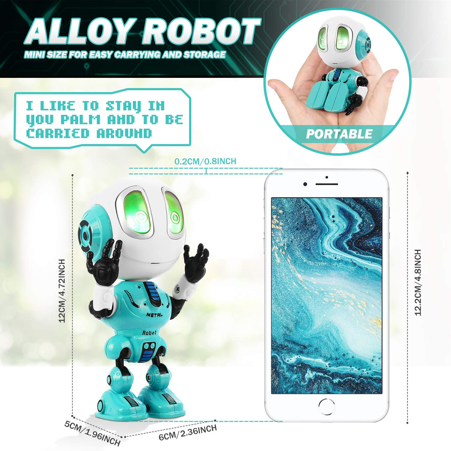 Peradix Recording Talking Robot Toys for Boys& Girls little Kids Robot model Lighting and Sound, Education Toys For Toddlers Children Birthday Presents Gifts for Aged 3-12 Years Old (Blue)