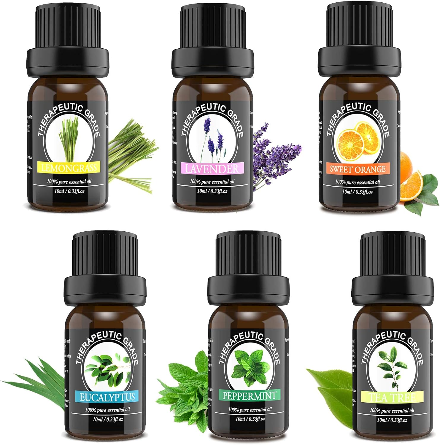 Essential Oils Top 6 Gift Set - Aromatherapy Diffuser Blends Oils for Humidifier, Breathe, Sleep, Skin & Hair Care, Muscle Relief, Anxiety Relief - New Model: Health & Personal Care
