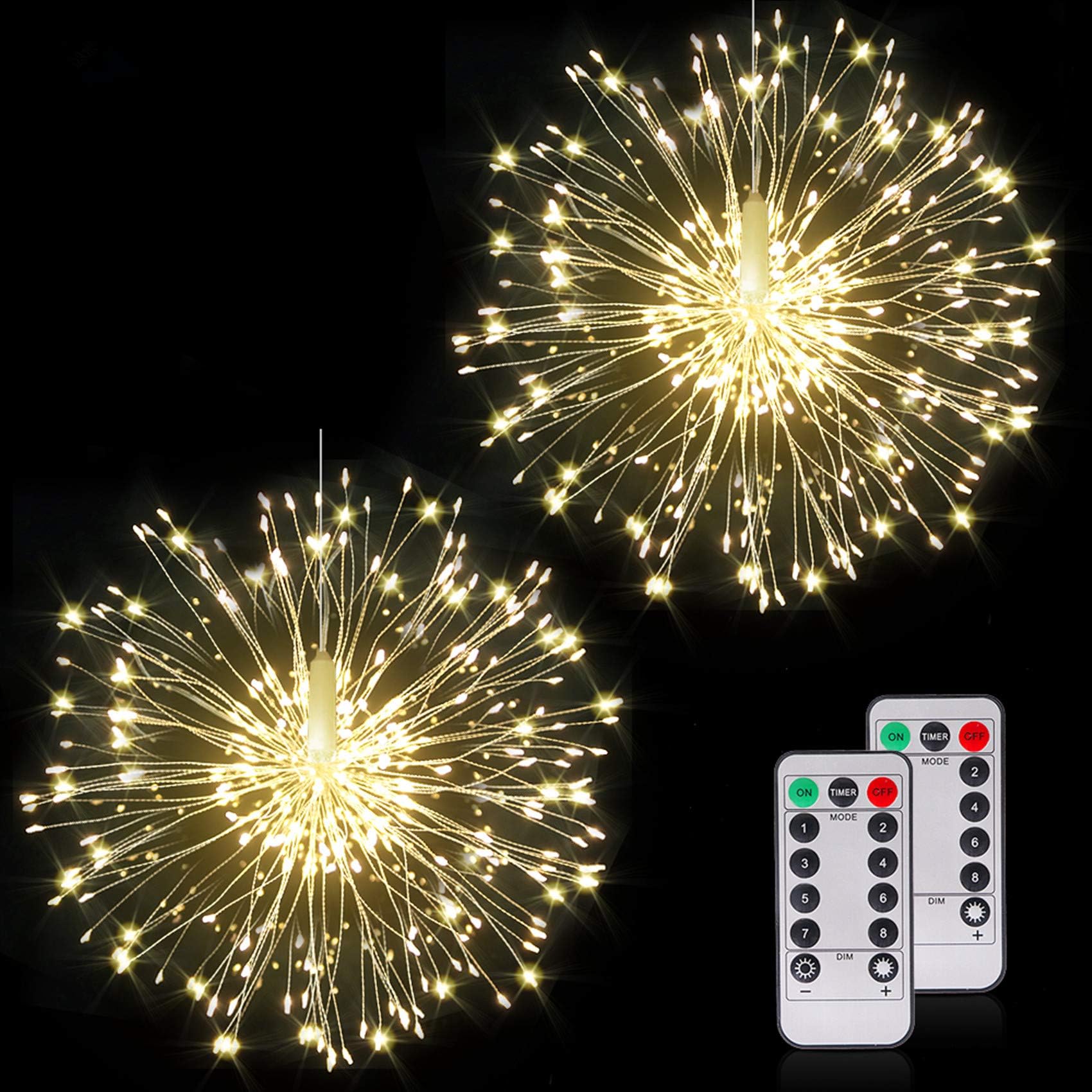Fairy String Lights Wire Christmas Lights,120 LED DIY 8 Modes Dimmable Lights with Remote Control, Waterproof Decorative Hanging Starburst Lights for Christmas, Home, Patio, Indoor Outdoor Decoration