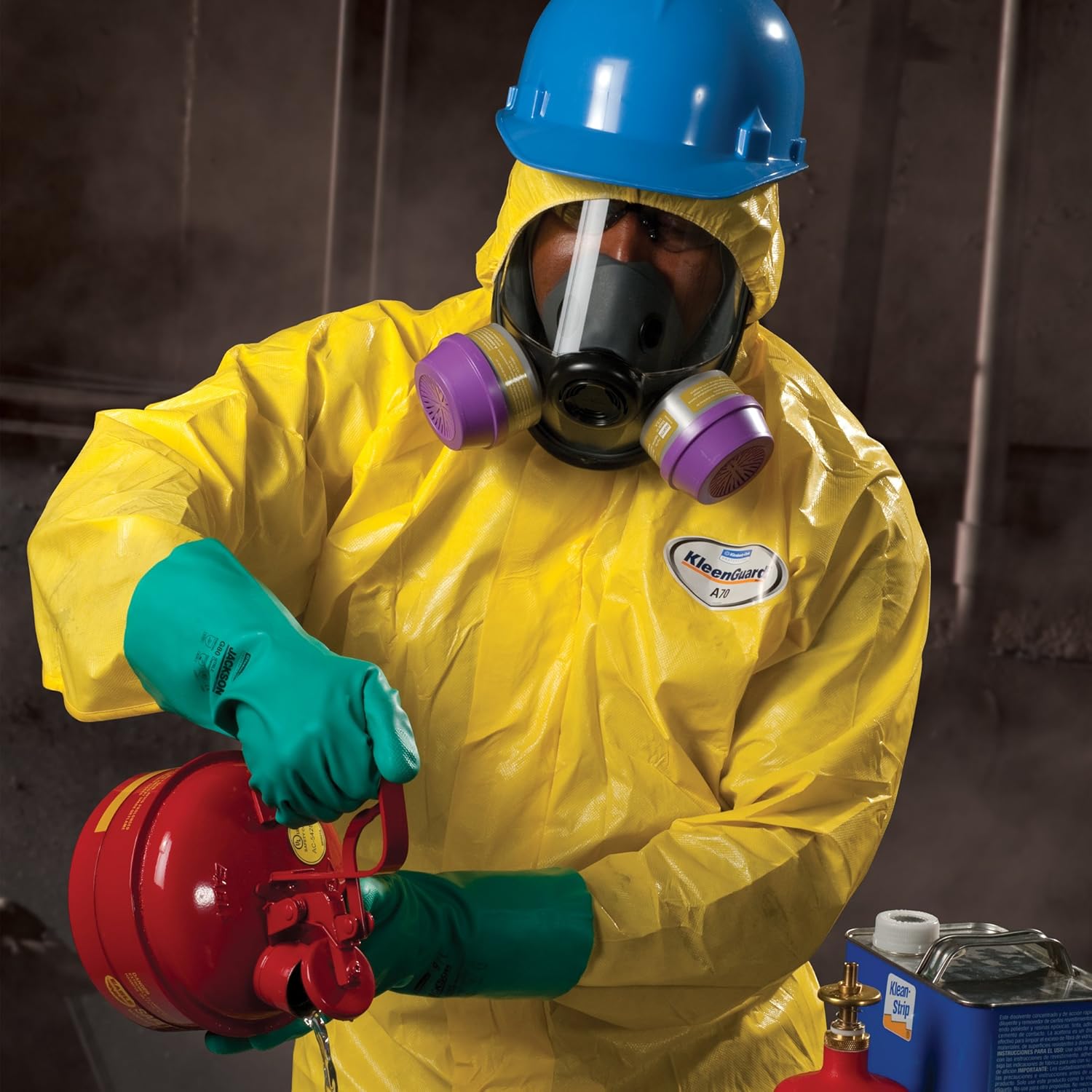 Kleenguard A70 Chemical Spray Protection Coveralls (00683) Suit, Hooded, Booted, Zip Front, Elastic Wrists, Size Large, Yellow, 12 Garments/Case: Industrial & Scientific