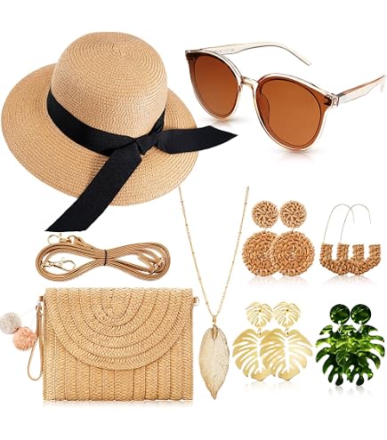 Amazon.com: JaGely 15 Pcs Women Summer Beach Hats Wide Brim  display picture 2