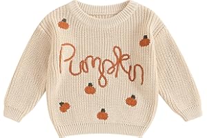 YOKJZJD Toddler Baby Girl Boy Halloween Outfit Pumpkin Chunky Knit Sweater Warm Sweatshirt Long Sleeve T-Shirt Fall Clothes