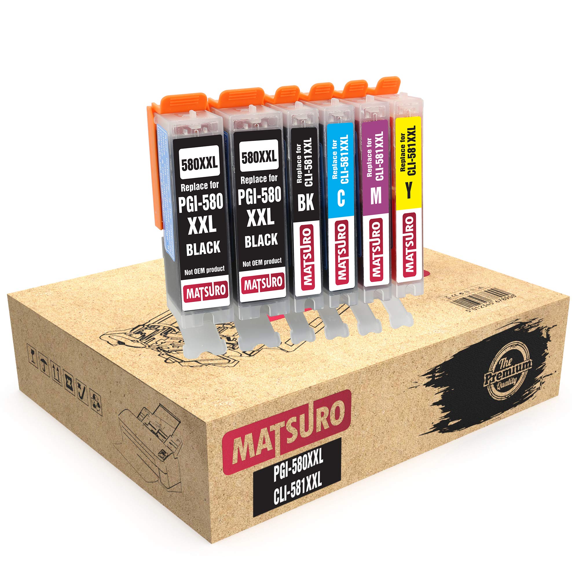 Matsuro Original | Compatible Ink Cartridges Replacement for CANON PGI-580 XXL CLI-581 XXL 580 581 (1 SET of 5 + 1 BK)