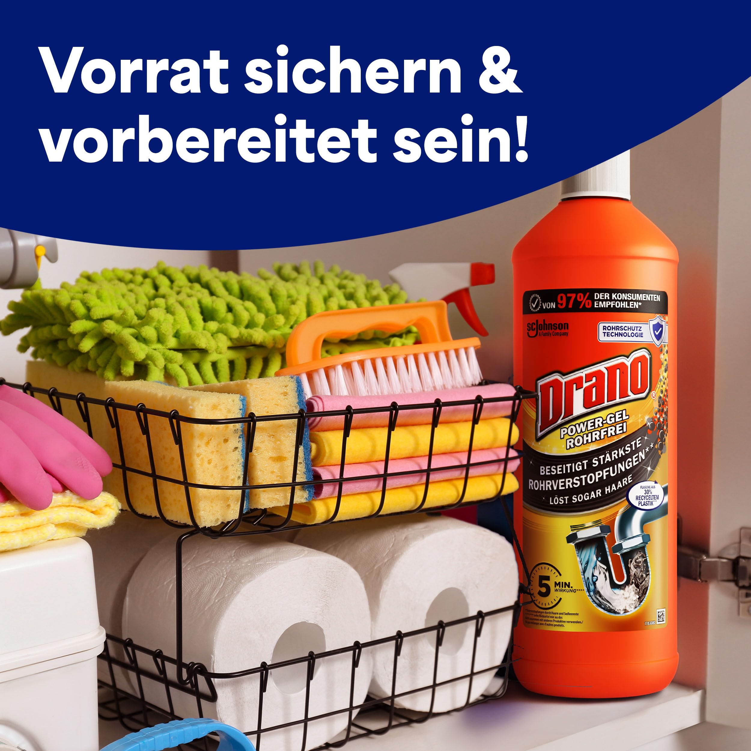 Drano Extra Stark, Abflussreiniger, Rohrreiniger für Küche & Bad, 3er Pack 7