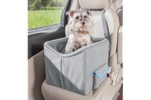 UNICITII Dog Car Seat for Small Dogs, Elevated Dog Booster Seat Pet Travel Carrier Bed for Car with Adjustable Straps Pet Car
