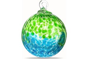 KRISININE 4 Inch Hand Blown Glass Gazing Balls Green Glass Christmas Ball Ornaments Garden Patio Home Decor