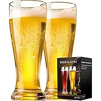 PARACITY 14 oz Beer Glasses Set of 2 - Pint, Pilsner, Wheat Beer Glasses, Drinking Glass Set, Glassware Gift for Men
