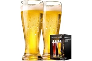 PARACITY 14 oz Beer Glasses Set of 2 - Pint, Pilsner, Wheat Beer Glasses, Drinking Glass Set, Glassware Gift for Men