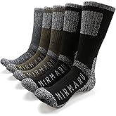 MIRMARU Men's 5 Pairs Multi Performance Outdoor Sports Hiking Trekking Crew Socks