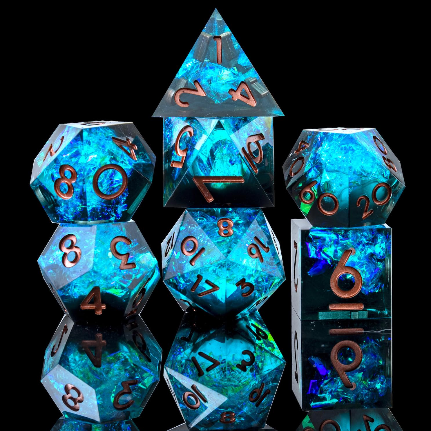 Sharp Edge DND Dice Set Handmade 7 Accessories Dice for Dungeons and Dragons TTRPG Games, Multi-Sided RPG Polyhedral Resin Sharp Edge Dice Roleplaying Games