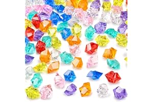 DomeStar 150Pcs Multicolored Fake Gems, Crushed Ice Rocks Fake Gemstones Plastic Crystals for Crafting Sensory Bin Filler Diving Toys Vase Fillers Table Scatter Decoration(Color Random)