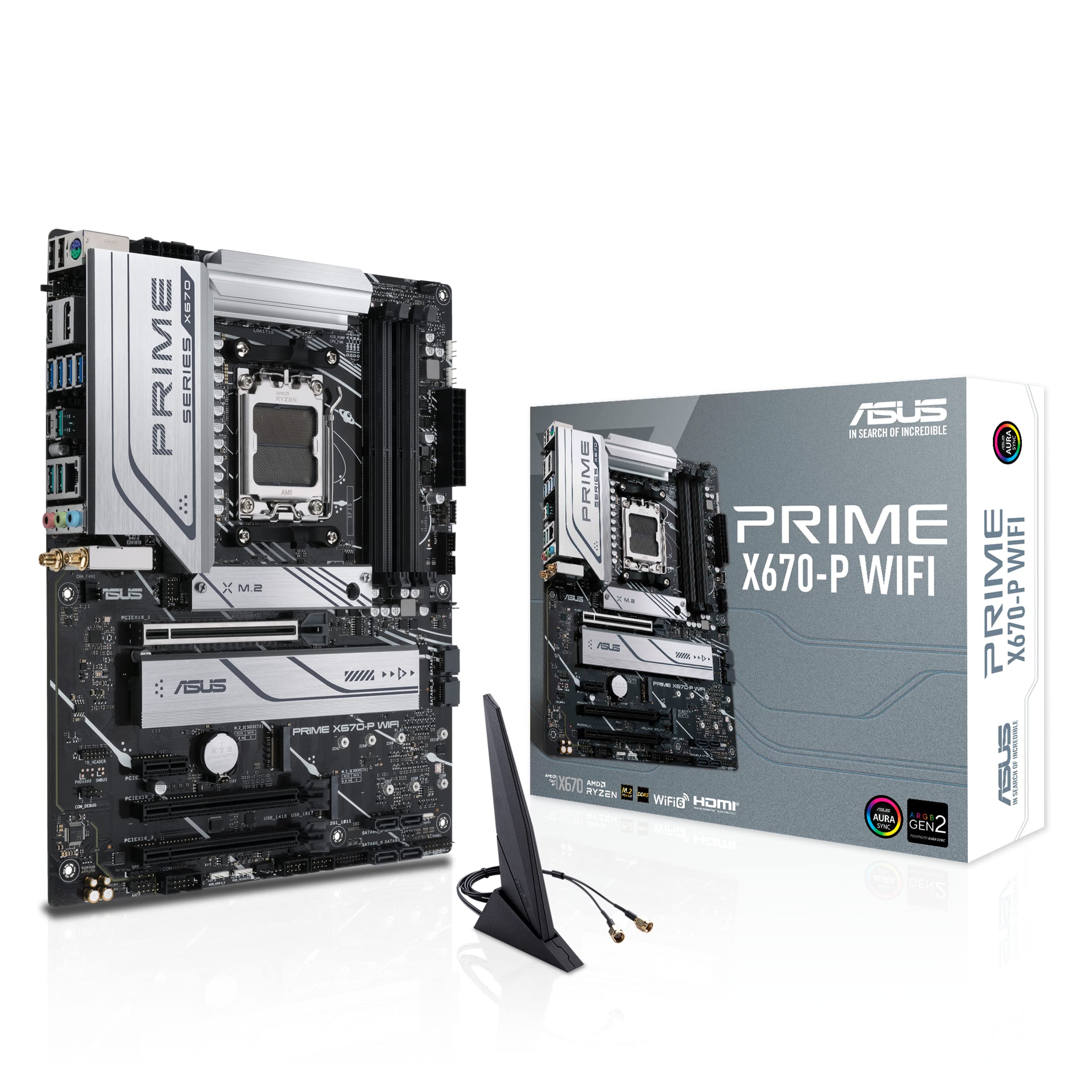 ASUS PRIME X670-P WIFI, an AMD X670 Ryzen AM5 ATX motherboard with three M.2 slots, DDR5, USB 3.2 Gen 2x2 Type-C, USB4 support, WiFi 6 and 2.5Gb Ethernet