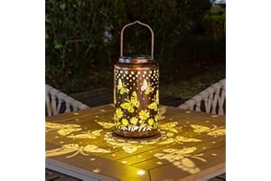 pearlstar Butterfly Lantern Outdoor Solar Hanging Lantern Lights Decorative Solar Light Waterproof for Table Patio Yard Garden Lawn Landscape Lighting, Gardening Gifts for Women Mon (A-Butterfly)