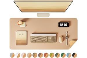 YSAGi Double-Sided Desk Pad, 31.5"x15.7"Leather Desk Mat, Eco Cork Desk Pad Protector,Large Mouse Pad,Waterproof Desk Blotter for Office/Home(Apricot)