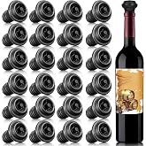 Honoson 24 Pieces Silicone Wine Stoppers Vacuum Seal Reusable,Black | For Wine Bottles, Airtight Seal Keeps Fresh, Resealable Vacuum Saver, Fits Standard Bottles, Kitchen Supplies Tool